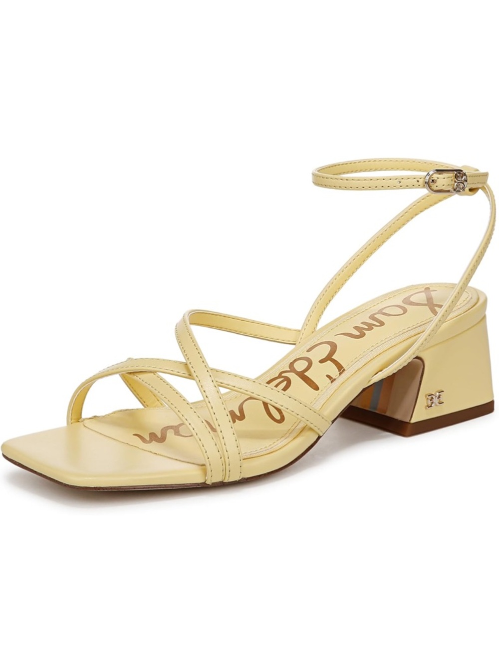 Sam Edelman Pale Yellow Strappy Block Heel Sandals